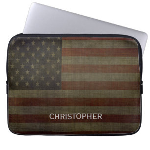 Capa Para Notebook Bandeira americana suja com revestimento e nome de