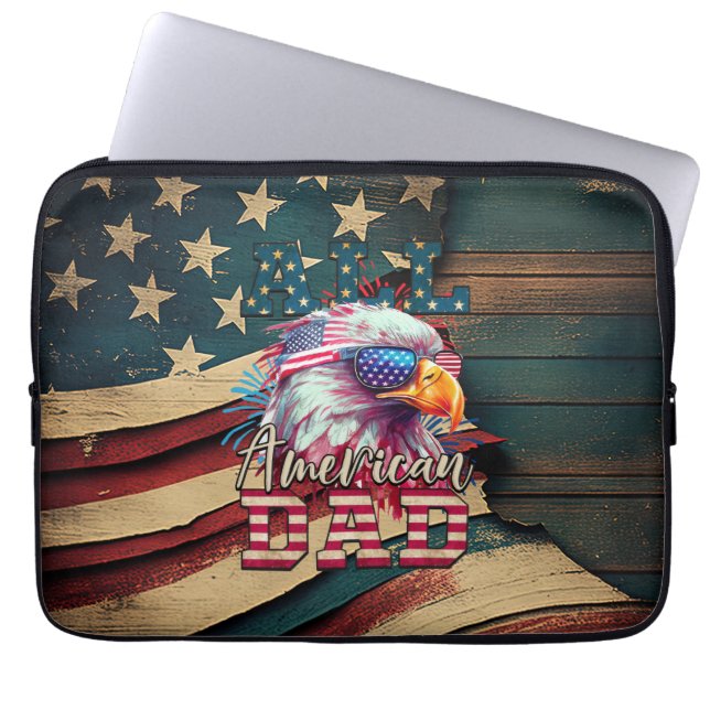 Capa Para Notebook Bandeira Bald Eagle USA - Pai Americano 4 de julho (Frente)