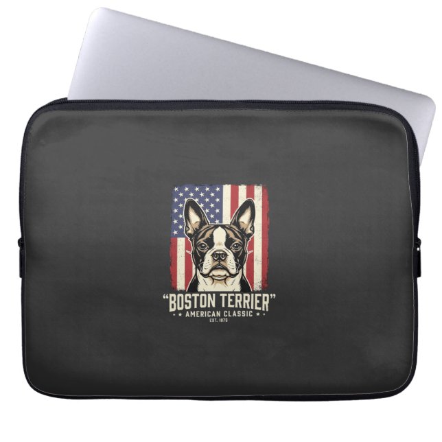 Capa Para Notebook Bandeira Clássica Americana Boston Terrier (Frente)