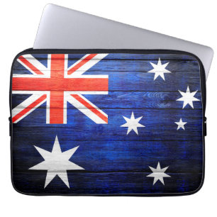 Capa Para Notebook Bandeira da Austrália em Madeira Vintage
