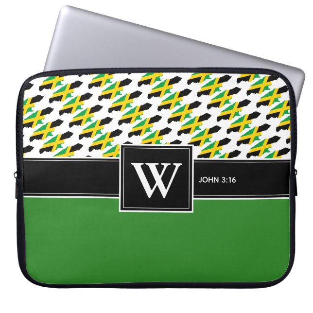 Capa Para Notebook Bandeira da JAMAICA Monograma Escritura Cristã Lap (Frente)