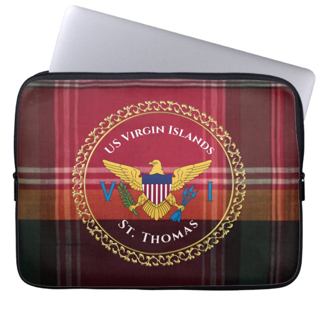 Capa Para Notebook Bandeira das Ilhas Virgens Americanas St. Thomas M (Frente)