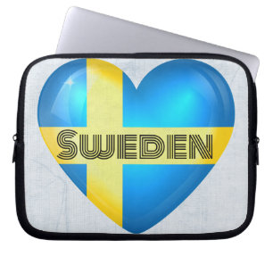 Capa Para Notebook Bandeira do coração da suecia