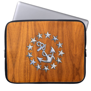 Capa Para Notebook Bandeira do iate cromo na Impressão de madeira de 