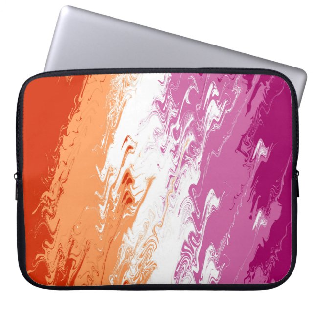 Capa Para Notebook Bandeira do Orgulho Lésbico Abstrato Trippy Squigg (Frente)
