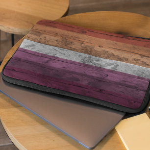 Capa Para Notebook Bandeira do Orgulho Lésbico Sutil de Grãos de Made