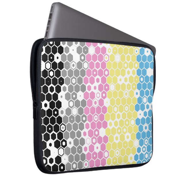 Capa Para Notebook Bandeira do Orgulho Poligênero Abstrato Geométrico (Frente Esquerda)