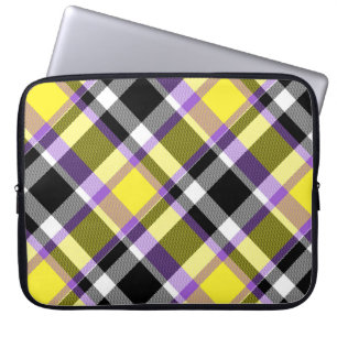 Capa Para Notebook Bandeira do Orgulho Xadrez Não Binário Boho Ecleti