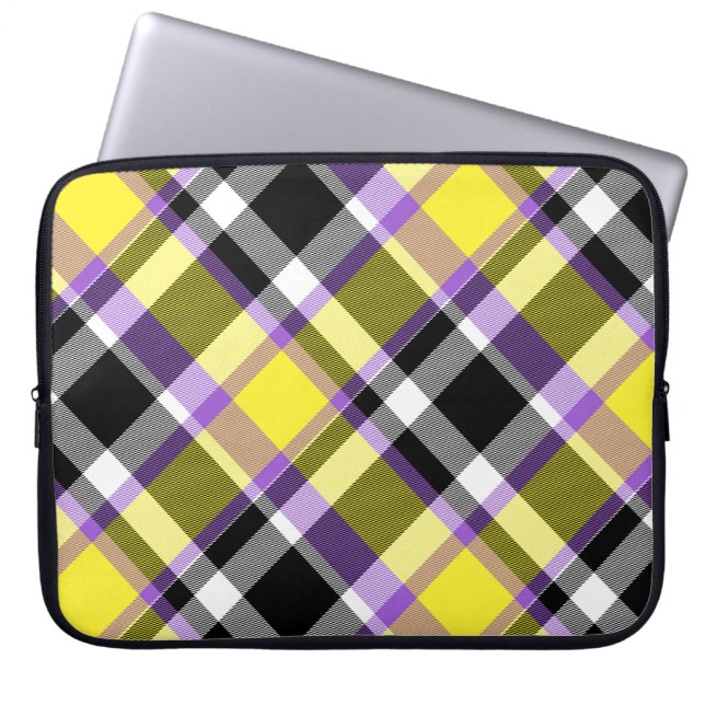 Capa Para Notebook Bandeira do Orgulho Xadrez Não Binário Boho Ecleti (Frente)