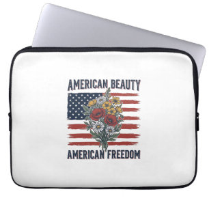 Capa Para Notebook Bandeira Floral da Liberdade da Beleza Americana