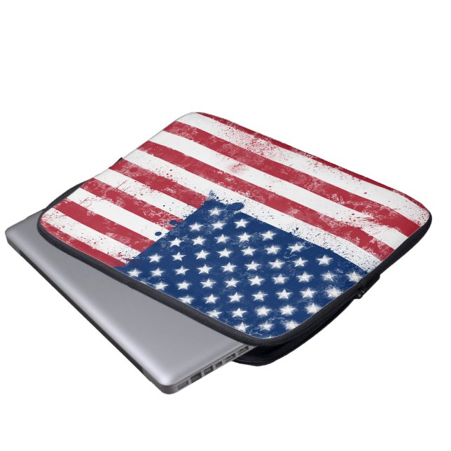 Capa Para Notebook Bandeira Pintada por Splatter dos EUA (Frente Inferior)