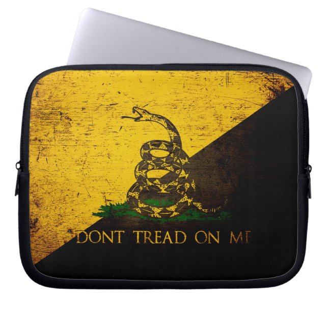 Capa Para Notebook Bandeira preta de Anarcho Gadsden do Grunge (Frente)