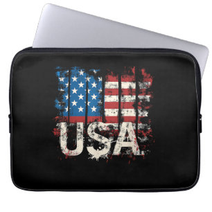 Capa Para Notebook Bandeira Retro-Americana EUA 4 de julho