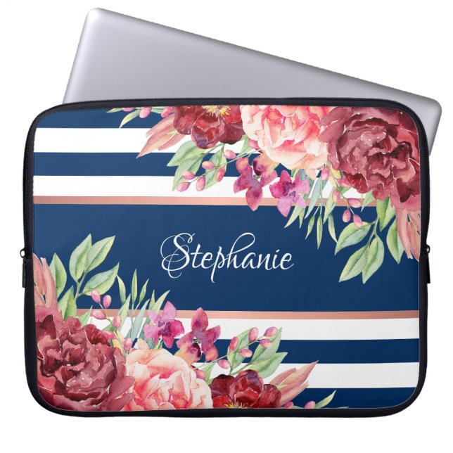 Capa Para Notebook Bandeiras de Marinho Floral Personalizadas (Frente)