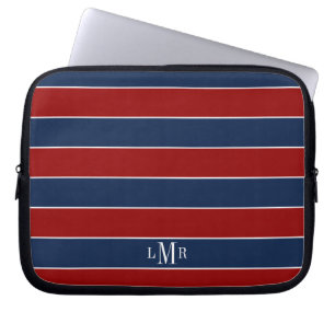 Capa Para Notebook Bandeiras de Rugby Vermelhas e Azuis Monogramas