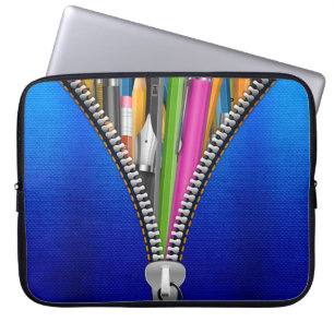 Capa Para Notebook Bandeja do Laptop Denim com Gráfico de Zipper