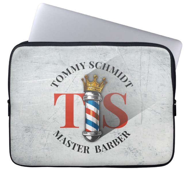 Capa Para Notebook Barber Hair Shop King Crown Barber Pole Hair Salon (Frente)