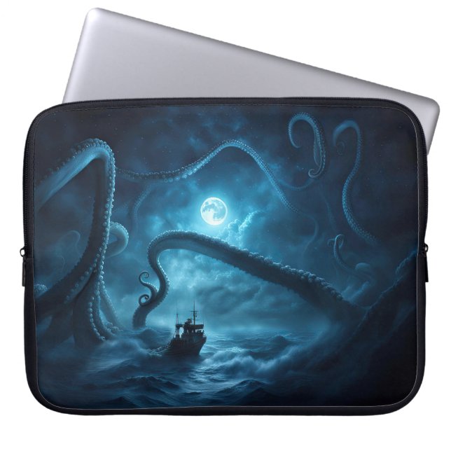 Capa Para Notebook Barco de Pesca Lula Gigante Kraken Náutico (Frente)