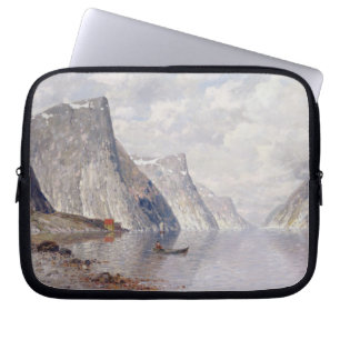 Capa Para Notebook Barco em um fiorde norueguês (óleo em canvas)
