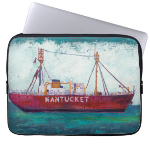 Capa Para Notebook Barco-farol litoral da arte Nantucket