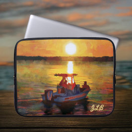 Capa Para Notebook Barco na Bolsa de laptop Sunset Neoprene