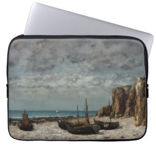 Capa Para Notebook Barcos em praia, Etretat - Gustave Courbet