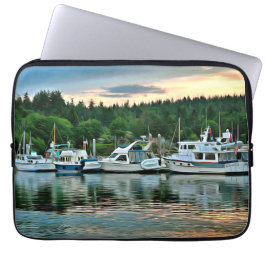 Capa Para Notebook Barcos em Sunset na Ilha de Bainbridge