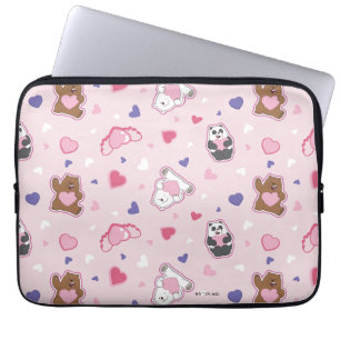 Capa Para Notebook Bare Bears - Padrão de Corações Namorados