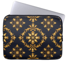 Capa Para Notebook "Barockes Ornament-Muster in Gold und Schwarz"