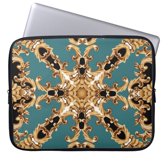 Capa Para Notebook Barroco ouro, design de ornamento luxuoso. (Frente)