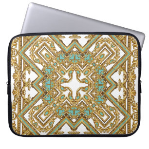 Capa Para Notebook Barroco ouro elegante, design ornamental.