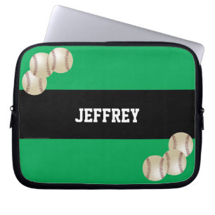 Capa Para Notebook Baseball Green & Black Name Computer