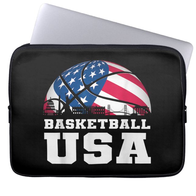 Capa Para Notebook Basquete EUA dá apoio à Equipe Tshirt USA Flag Dr. (Frente)