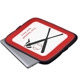 Capa Para Notebook Baterias cruzadas de baseball e boné preto, vermel