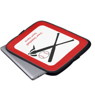 Capa Para Notebook Baterias cruzadas de baseball e boné preto, vermel