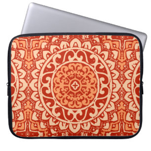 Capa Para Notebook Batik do sudoeste da mandala de Sun, laranja coral