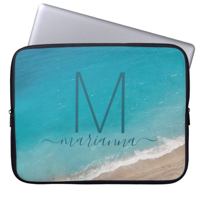 Capa Para Notebook Beach Ocean Waves Teal Personalized (Frente)