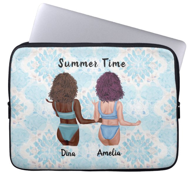 Capa Para Notebook Beachside Besties: Verão vibra com minha Bestida (Frente)