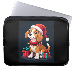 Capa Para Notebook Beagle Iluminação de Natal Papai Noel Beagle Cão R