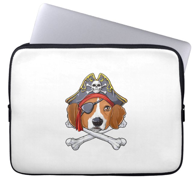 Capa Para Notebook Beagle Pirate Costume Jolly Roger Flag Skull Cross (Frente)