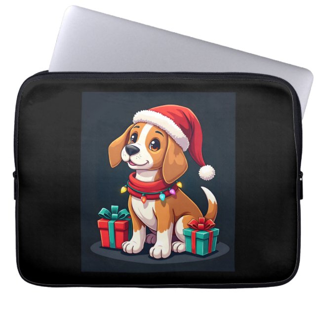 Capa Para Notebook Beagle Xmas Lighting Papais noeis Beagle Dog Natal (Frente)
