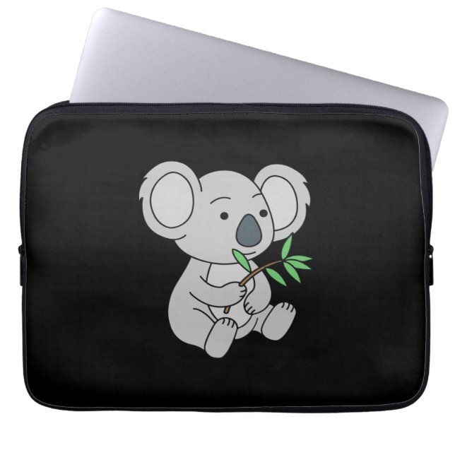 Capa Para Notebook Bebê Coala Fofo Com Folhas de Eucalipto (Frente)