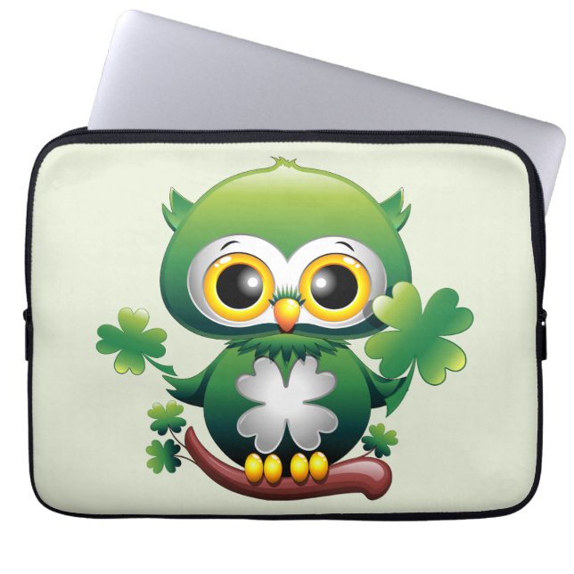 Capa Para Notebook Bebê Coruja Fofo St Patrick Desenho Animado (Frente)