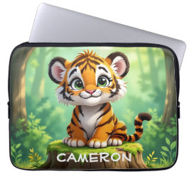Capa Para Notebook Bebê Tigre | Arte de Berçário Infantil de Desenho