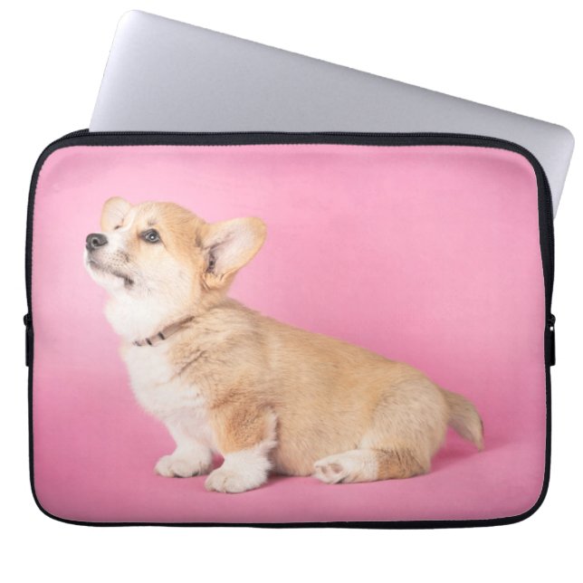 Capa Para Notebook Bebês Mais Pobres | Corgi-Puppy rosa (Frente)