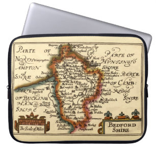 Capa Para Notebook Bedfordshire County England Antigo Mapa Antiquário