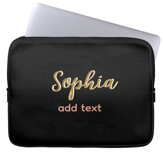 Capa Para Notebook beige adicione nome e chefe SMS preto elegante (Frente)