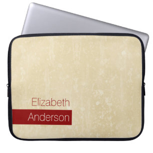Capa Para Notebook Beige Chic Casual e Grunge Simples Vermelho com No
