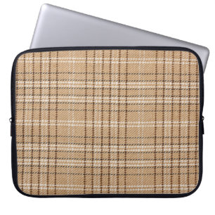 Capa Para Notebook Beige Tartan: Clássica Xadrez Weave.