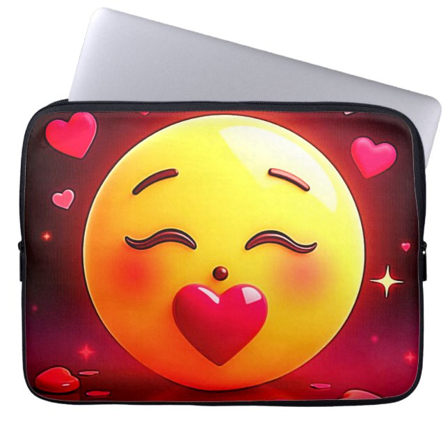 Capa Para Notebook Beijar Emoji Soprando Corações (Frente)